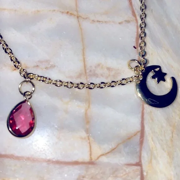New Victoria Secret gold Ankle Leg bracelet charm Rare stars Moon Crystals